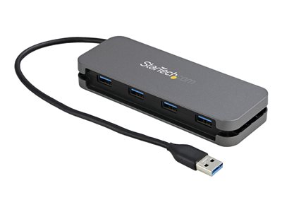 StarTech.com 4 Port USB 3.0 Hub, 4x USB-A, 5Gbps Laptop/Desktop USB Type-A Hub, USB Bus Powered, 11" Long Cable with Cable Management (HB30AM4AB)