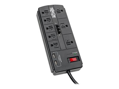 Tripp Lite 8-Outlet Surge Protector Power Strip with 2 USB Ports (2.1A Shared)