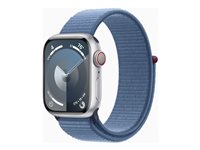 Apple Watch Series 9 (GPS + Cellular) - silver aluminium - smart watch with sport loop - winter blue - 64 GB