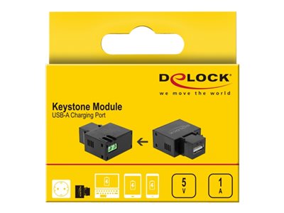 DELOCK Keystone Modul USB Typ-A Ladebuchse 1 A schwarz