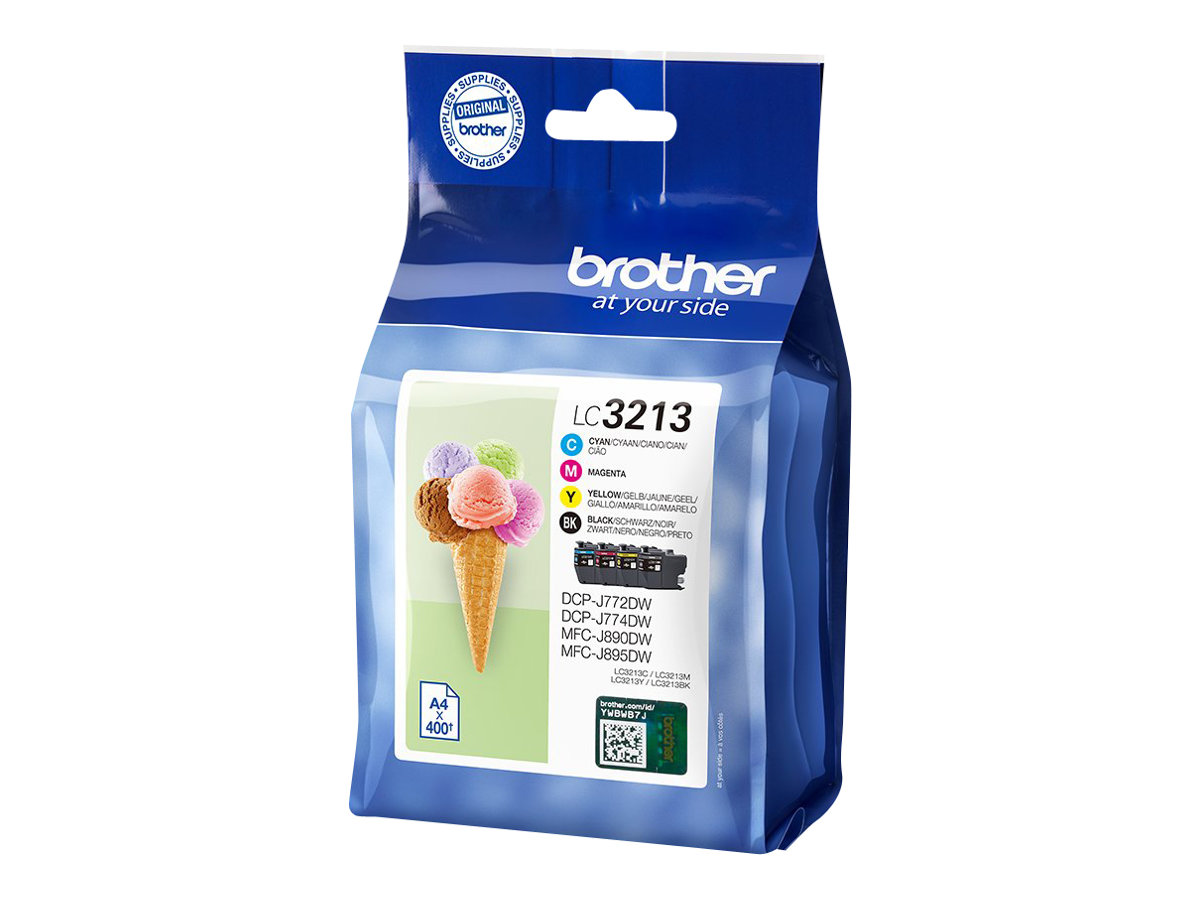 An image of Brother LC3213 Value Pack - 4-pack - black, yellow, cyan, magenta - original - ink cartridge