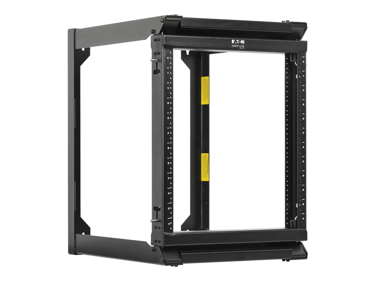 Eaton Tripp Lite Series SmartRack 12U Wall-Mount 2-Post Open Frame Rack, Hinged Front, Heavy Duty