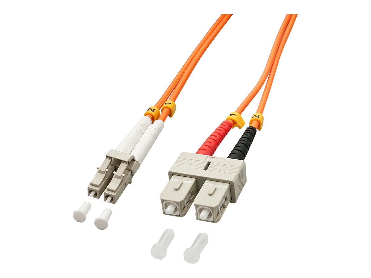 LINDY Fiber Optic Cable, OM2, LC-SC , 3m , orange , 50/125, Duplex, Multimode, LWL