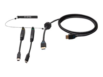 C2G 15ft (4.5m) 4K HDMI Premium Cable and Dongle Adapter Ring with Color Coded Mini DisplayPort and USB-C