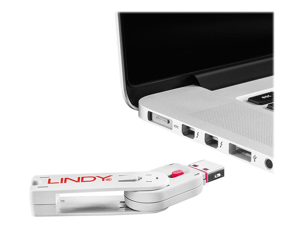 Clé USB et 4 bloqueurs de ports USB, Rose