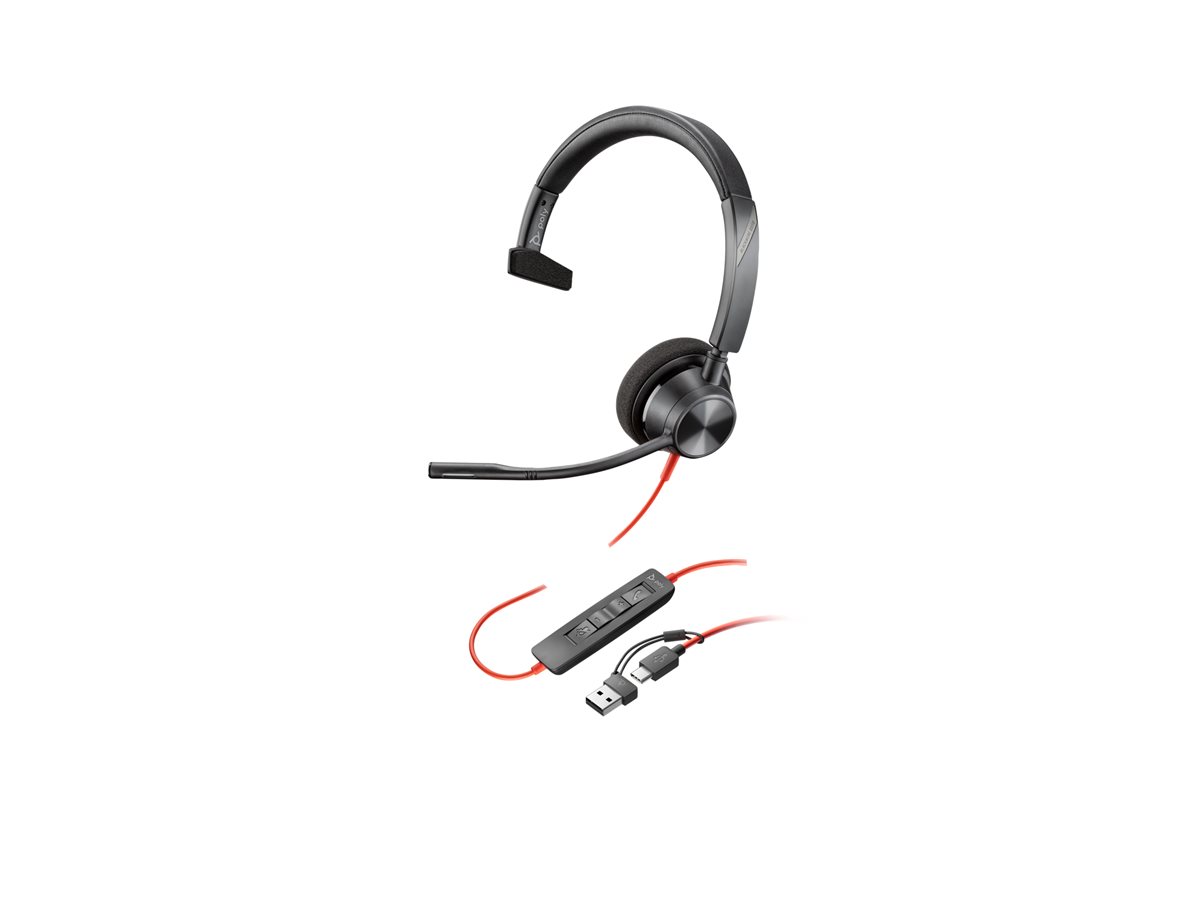 Poly Blackwire 3310 Monaural USB-C Headset +USB-C/A Adapter – foto 2