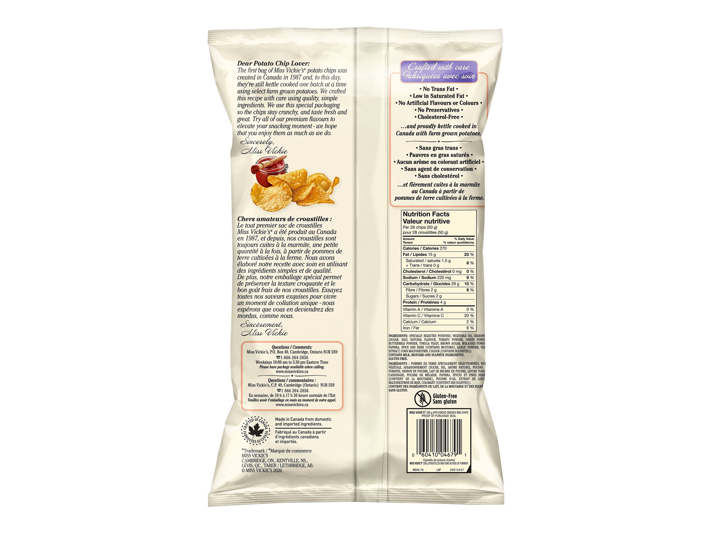 Miss Vickie's Potato Chips - Applewood Smoked BBQ - 200g