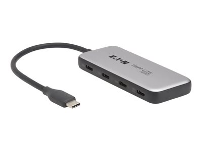Eaton Tripp Lite series 4-Port USB-C Hub, USB 3.2 Gen 2 (10 Gbps), 4x USB-C Ports, 100W PD Charging, Thunderbolt 3 Compatible, Gray