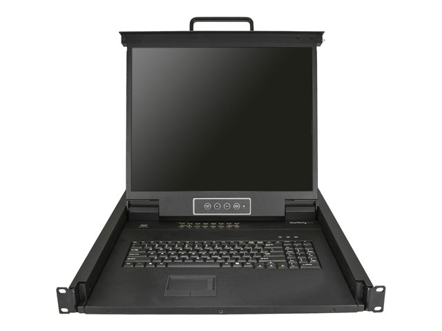 Image of StarTech.com 16 Port Rackmount KVM Console with 6ft Cables, Integrated KVM Switch with 19" LCD Monitor, Fully Featured 1U LCD KVM Drawer- OSD KVM, Durable 50,000 MTBF, USB + VGA Support - 19in. LCD KVM Console (RKCONS1916K) - KVM console - 19"