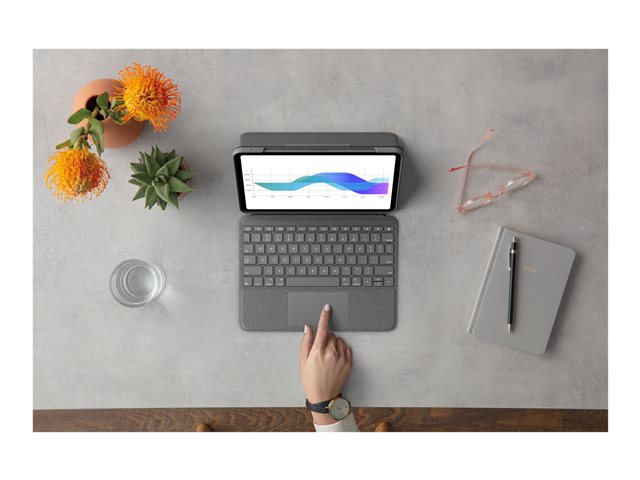 Logitech Folio Touch - klávesnice a pouzdro - s trackpad - AZERTY - francouzská - oxfordská šedá Vstupní zařízení – foto 12