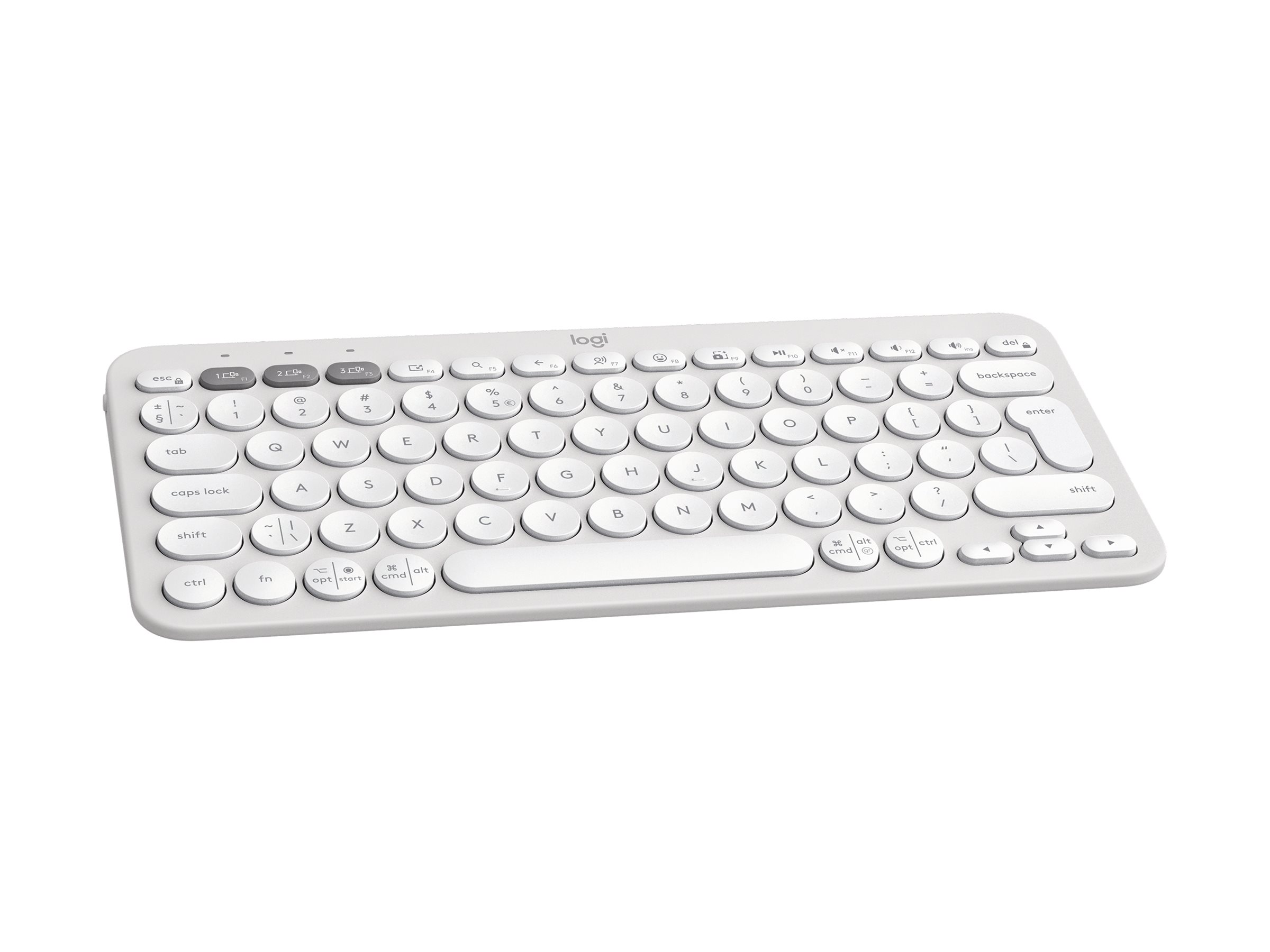 Logitech Pebble Keys 2 K380s keyboard QWERTY English tonal white Input Usage / lifestyle Close-up 72140