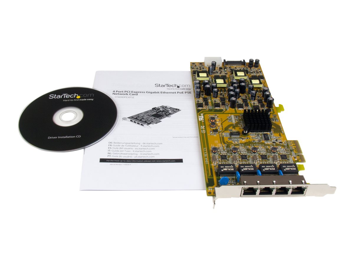 StarTech.com 4 Port Gigabit PoE (Power over Ethernet) Card - PCIe Network Card - PoE / PoE+ Up to 25W Per Port - PCIe NIC - Gigabit Ethernet Card (ST4000PEXPSE) - síťový adaptér - PCIe x4 - Gigabit Ethernet x 4 – foto 5