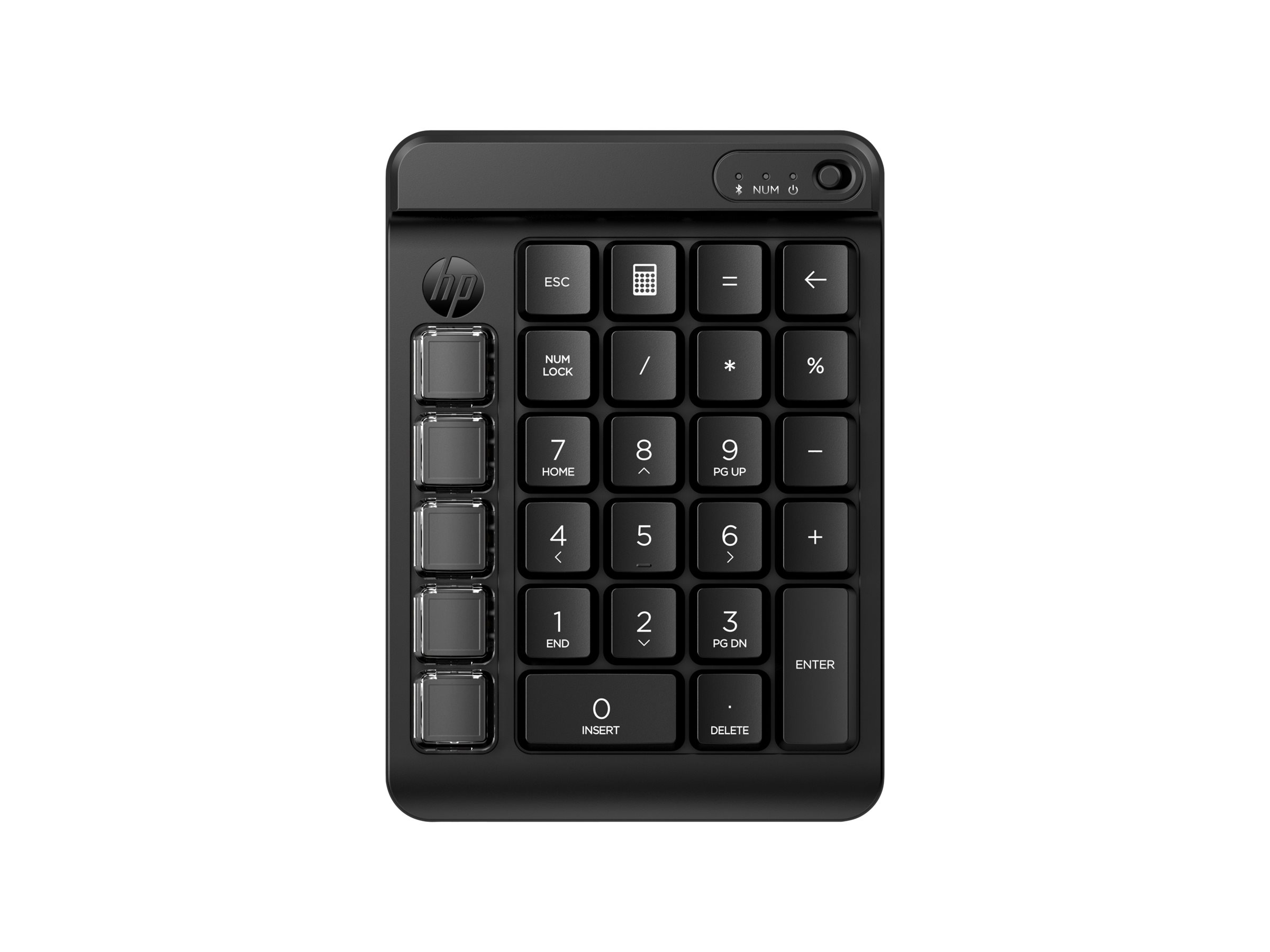 HP 435 keypad 9 programmable keys low profile key travel swappable keycaps with stickers Product shot Right-angle 80000