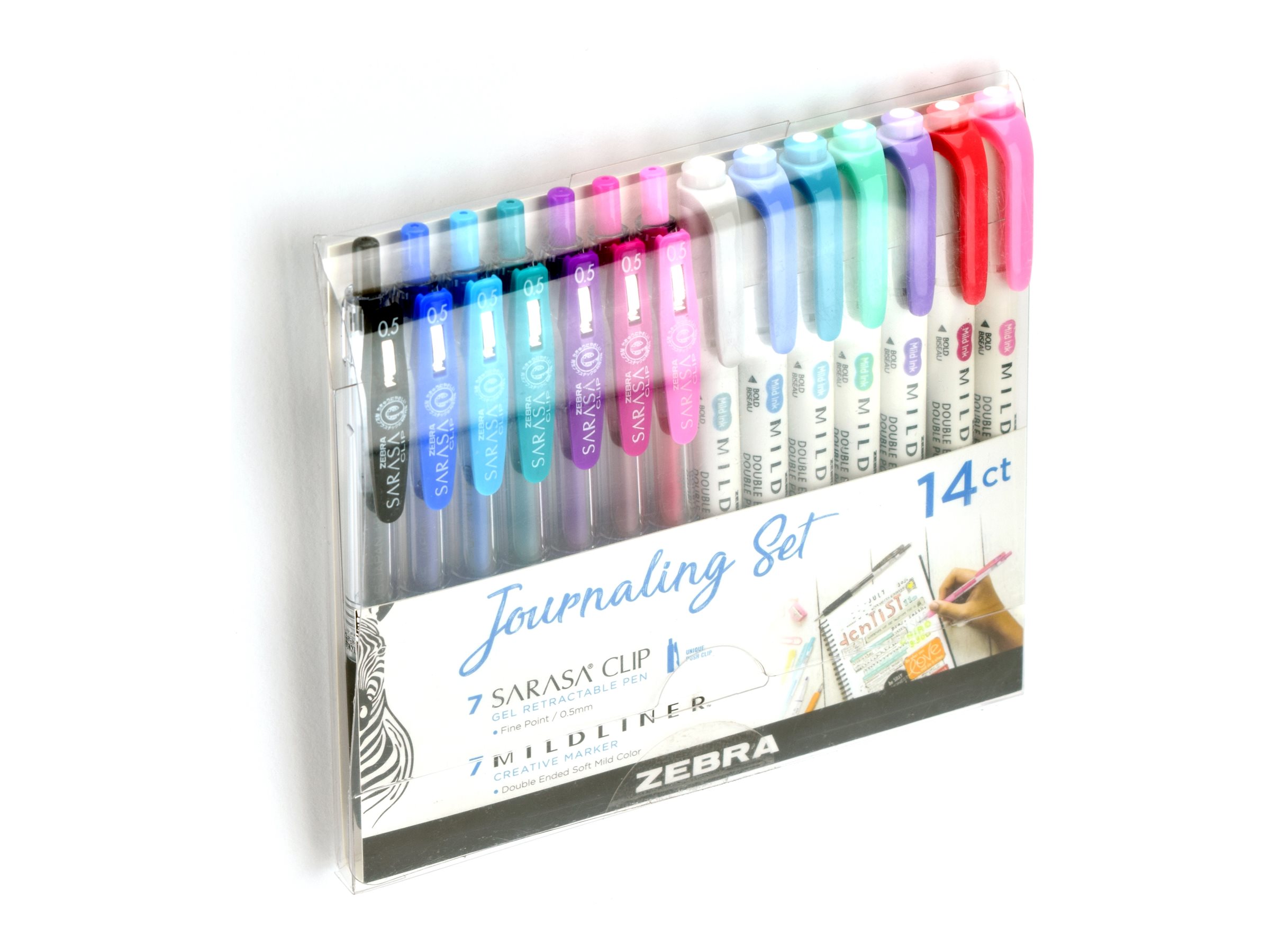 Zebra Mildliner & Sarasa Clip Journaling Set Rollerball Pen and Twin-Tip Highlighter Set - 14 pieces