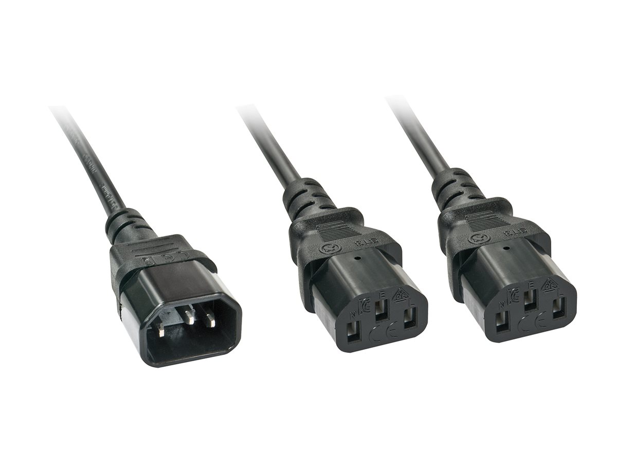 LINDY 2m IEC C14 to 2x IEC C13 Y Cable