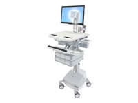 Ergotron StyleView cart - for LCD display / keyboard / mouse / CPU / notebook / barcode scanner - grey, white, polished aluminium - TAA Compliant
