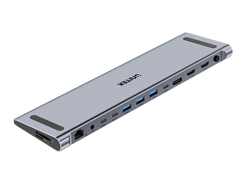 Unitek docking station USB-C HDMI DP Product shot Left-angle 79450