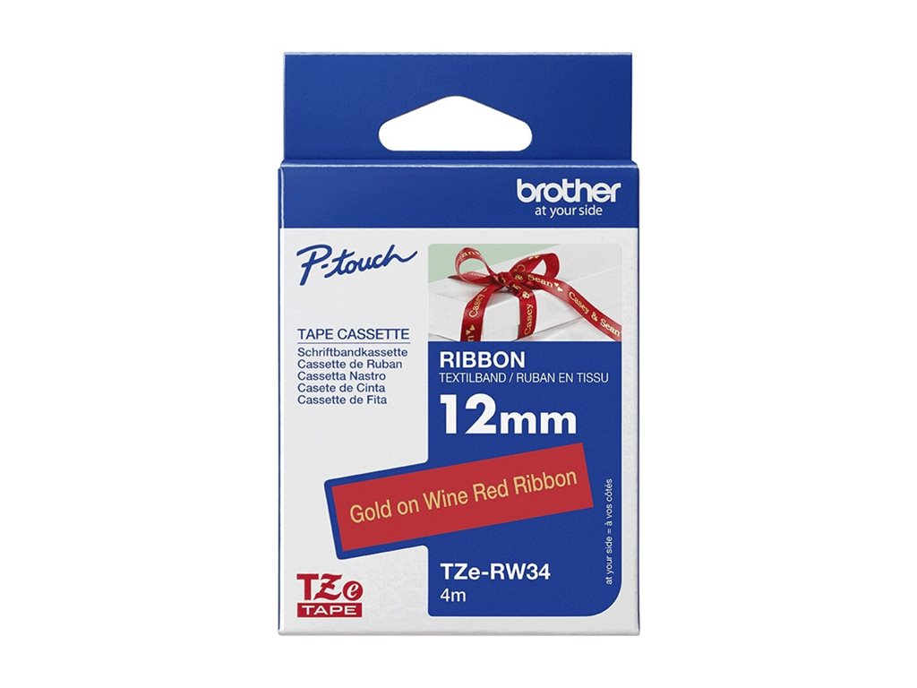 Ruban TZER tissus Or sur Bordeaux 12mm (4m)