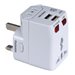 QVS Premium World Travel Power Adaptor with Surge Protection & 2.1A Dual-USB Charger