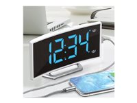Marathon Curved Alarm Clock - White/Blue - CL030070WH
