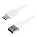 StarTech.com 2m USB A to USB C Charging Cable, Durable Fast Charge & Sync USB 2.0 to USB Type C Data Cord, Rugged TPE Jacket Aramid Fiber M/M 3A White, Samsung S10, S20, iPad Pro, Pixel - Image 2: Right-angle