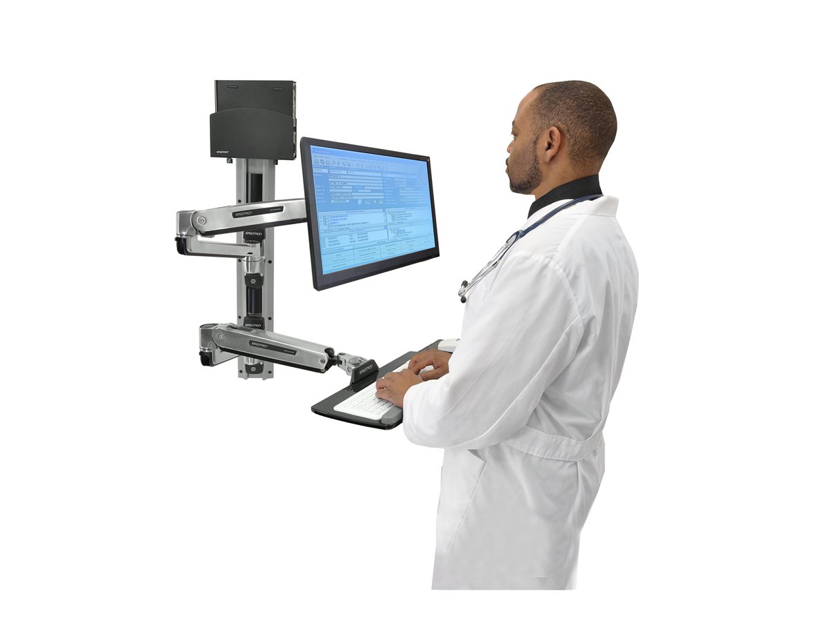 Ergotron LX Wall Mount System with Small CPU Holder - montážní sada pro systémovou jednotku / monitor / klávesnici - sezení a stání – foto 6