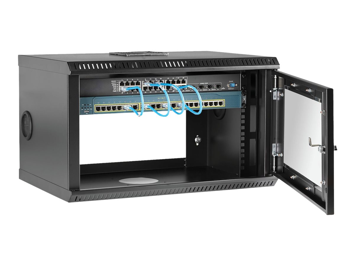 2-Post 6U Wall Mount Network Cabinet with 1U Shelf, 19 Wall-Mounted Server  Rack for Data / Networking / AV / Electronics / Computer Equipment, Small