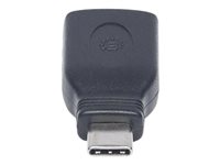 Manhattan USB-C to USB-A Adapter, Male to Female, 5 Gbps (USB 3.2 Gen1 aka USB 3.0), SuperSpeed USB, Black, Lifetime Warranty