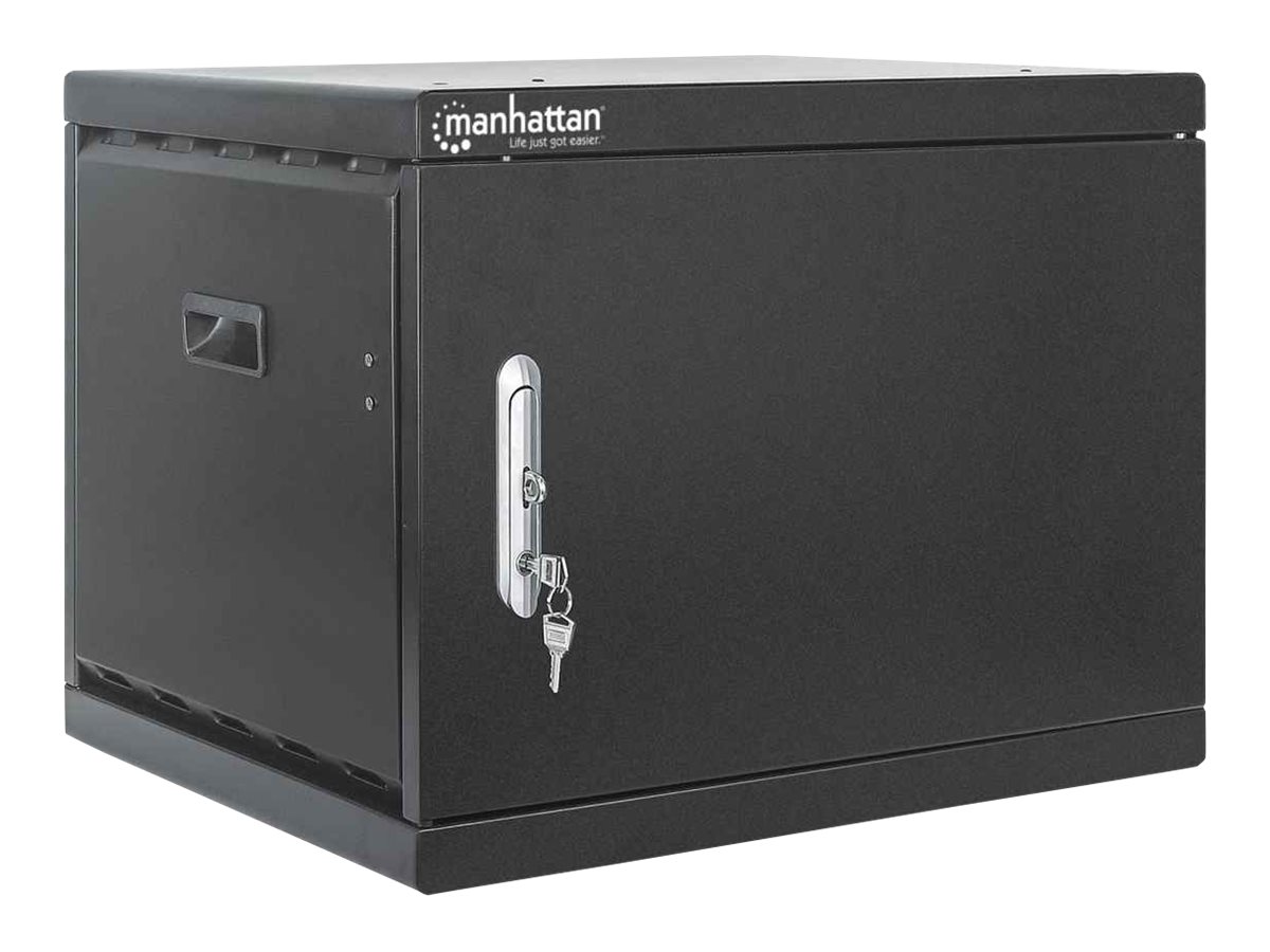 Manhattan Charging Cabinet/Cart via USB-C x16 Devices, Desktop (& Wall Mountable), Power Delivery 65W per port (1040W total), UVC Disinfecting LEDs, Suitable for Laptops (up to 15.6")/Tablets,Bays 380x30x280mm,Device charging cables not included, EU power cord