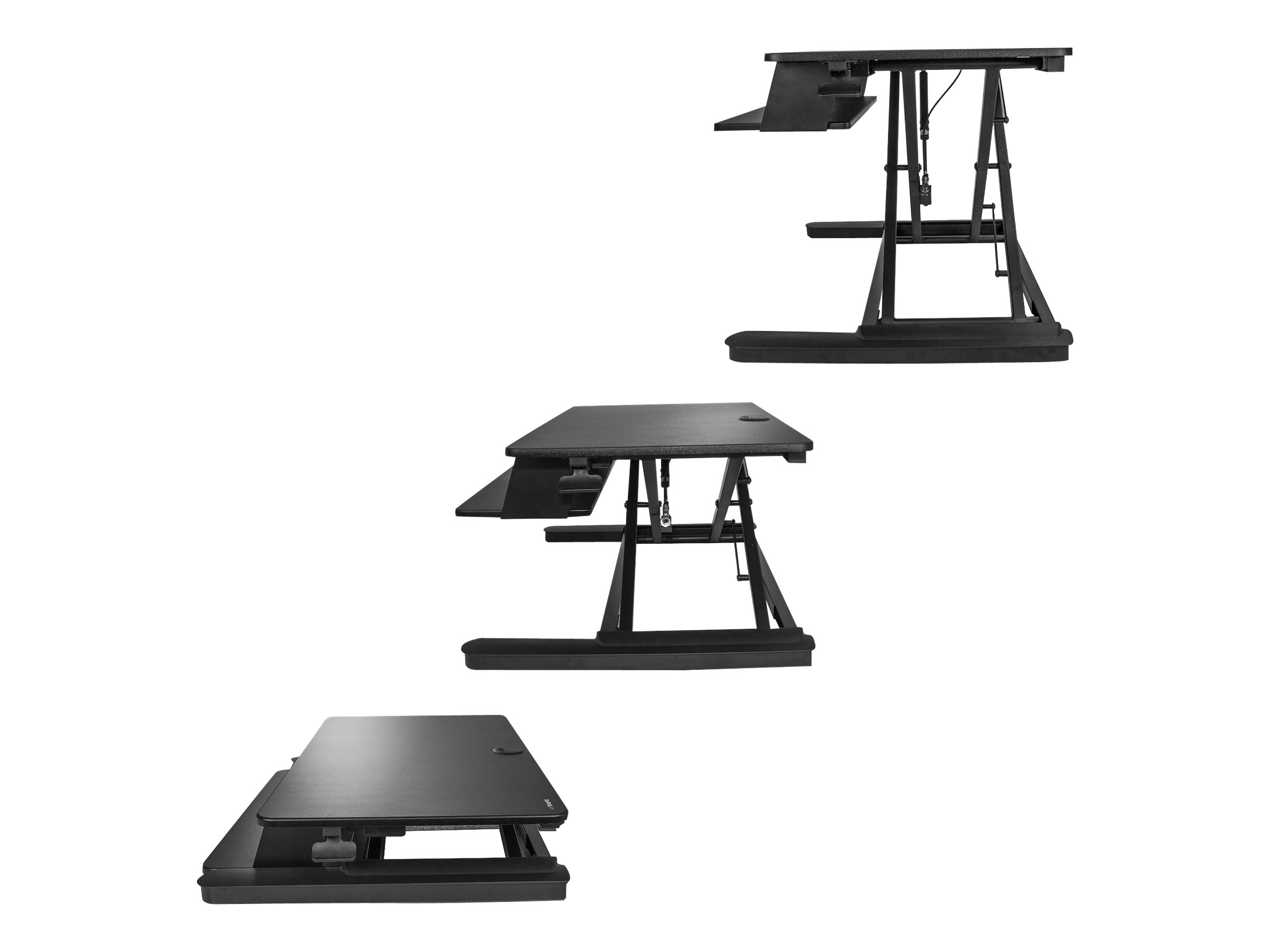 Startech Sit Stand Desk Converter with Keyboard Tray, Large 35" x 21" Surface, Height Adjustable Ergonomic Desktop/Tabletop Standing Workstation Desk, Holds 2 Monitors, Pre-Assembled - Ergonomic Standing Desk (ARMSTSLG) - standing desk converter - rectangular - black