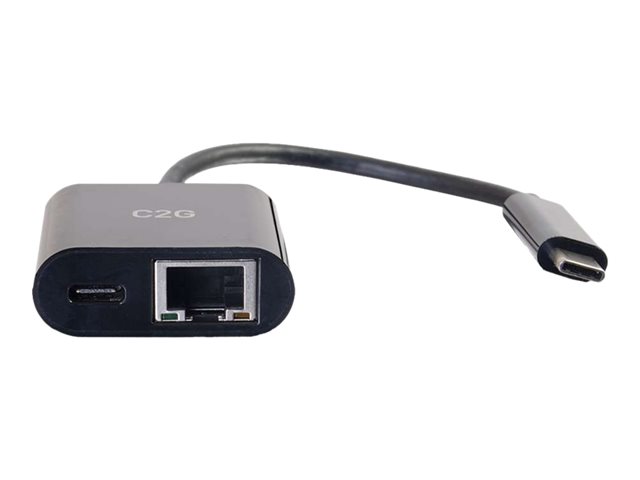 C2G USB C to Ethernet Adapter With Power Delivery - Black - síťový adaptér - USB-C - Gigabit Ethernet x 1 – foto 2
