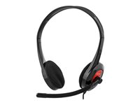 DELTACO HL-108 Kabling Headset Sort Rød