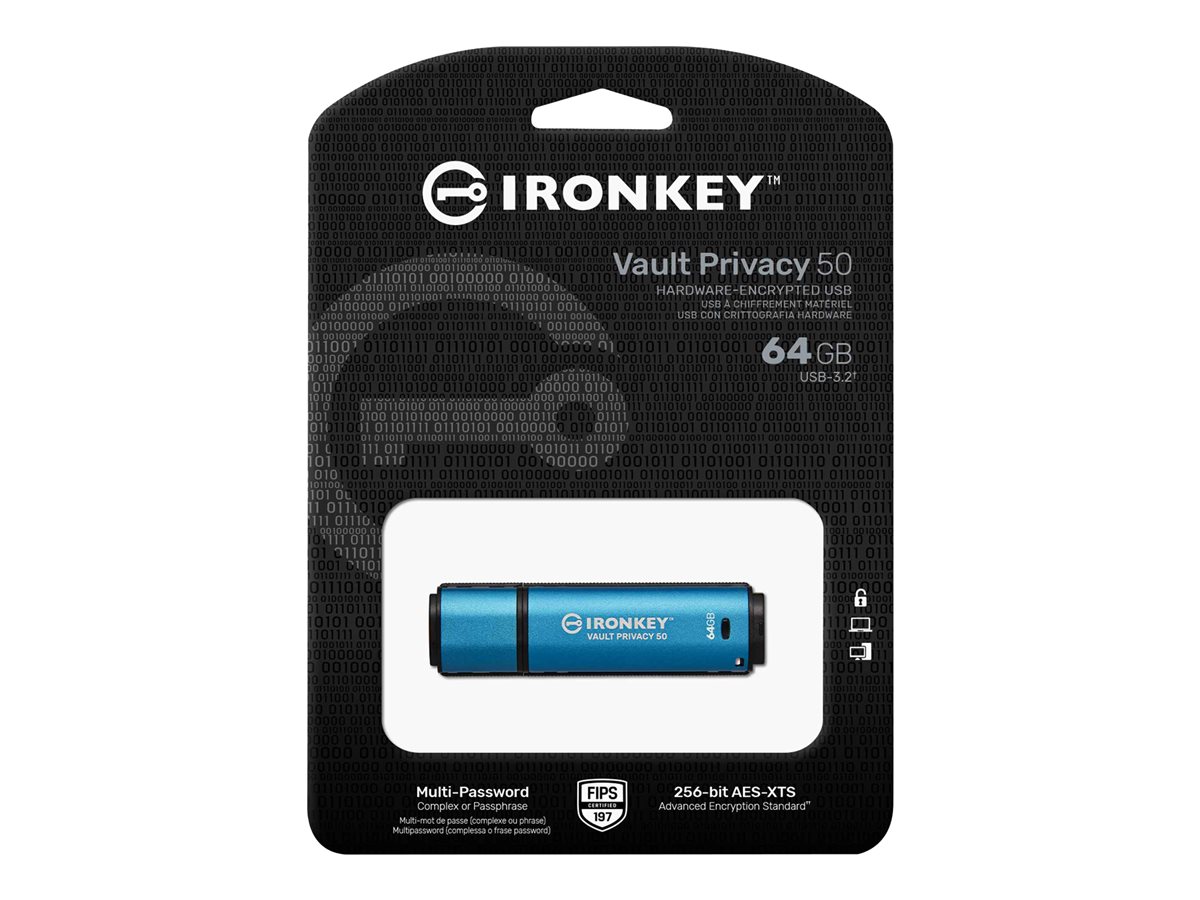 Kingston IronKey Vault Privacy 50 Series - Jednotka USB flash - 64 GB - kompatibilní s TAA – foto 2