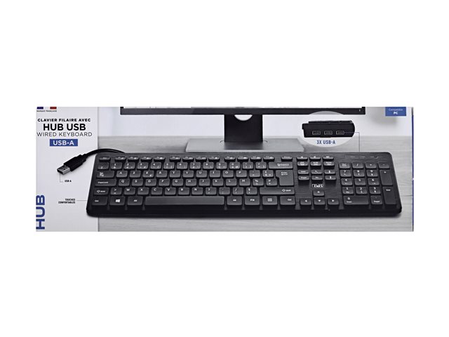 TNB HUB Wired Keyboard Built-In 3X Usb-A