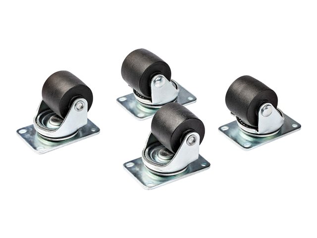 Startech Heavy Duty Casters for Server Racks/Cabinets, Set of 4 Universal M6 2-inch Swivel Caster Kit, 45x75mm Pattern, Replacement Caster Wheels for 