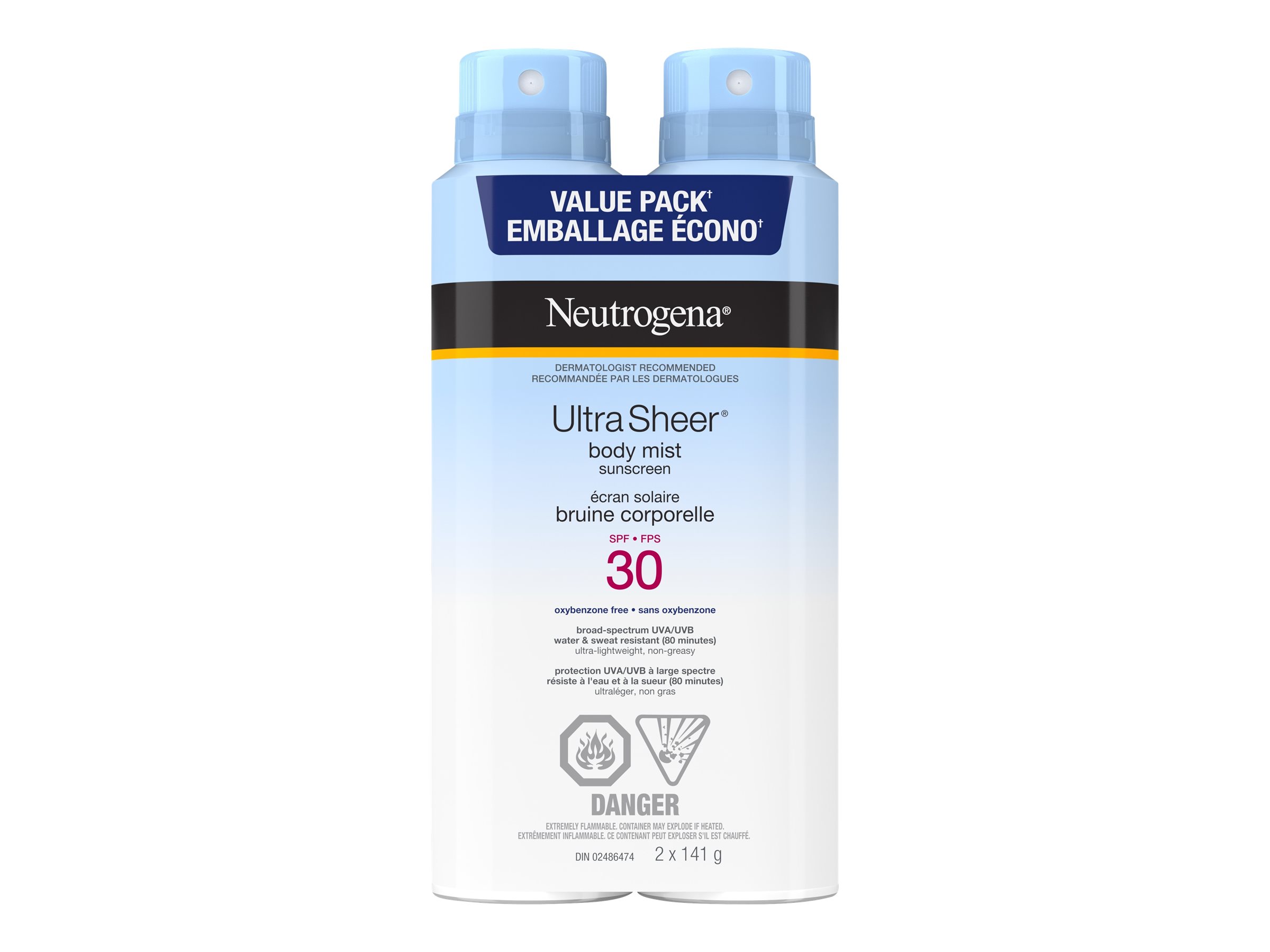 Neutrogena Ultra Sheer Body Mist Sunscreen -SPF 30 - 2 x 141g