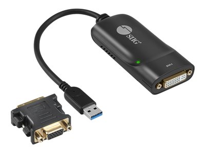 SIIG SIIG USB 3.0 to DVI/VGA Pro adapter, 1080p, USB 3.0 5 Gbps, included DVI to VGA adapter
