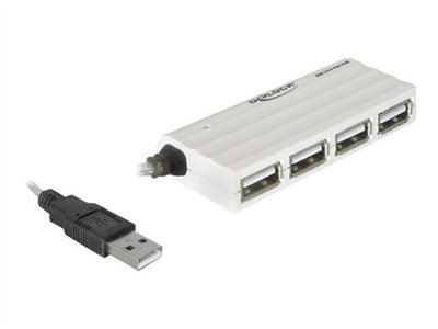 DELOCK USB-HUB 4-Port USB, silber, slim extern - 87445