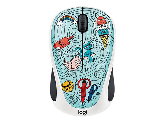 Logitech Doodle Collection M238 - mouse - 2.4 GHz - Bae-Bee-Blue - 910 ...