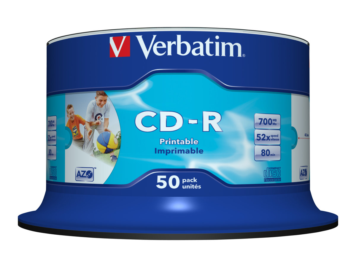 Verbatim DataLifePlus - 50 x CD-R - 700 MB 52x - breite bedruckbare Oberfl?che - Spindel