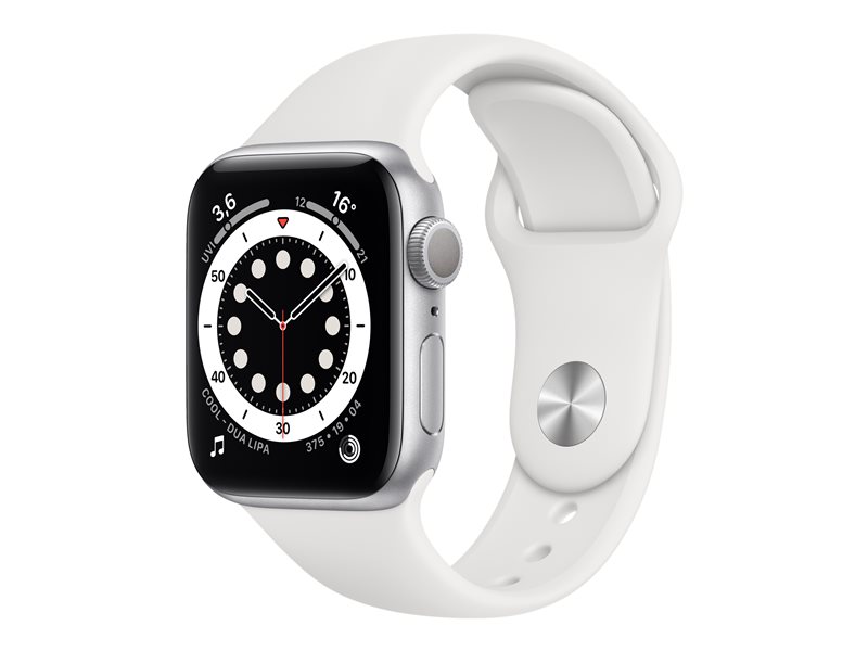 Apple Watch Series 6 (GPS + Cellular) - silveraluminium - smart klocka med sportband - vit - 32 GB