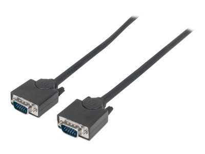 Manhattan SVGA Monitor Cable, HD15, 4.5m, Male to Male, Compatible with VGA, Fully Shielded, Black, Lifetime Warranty, Polybag