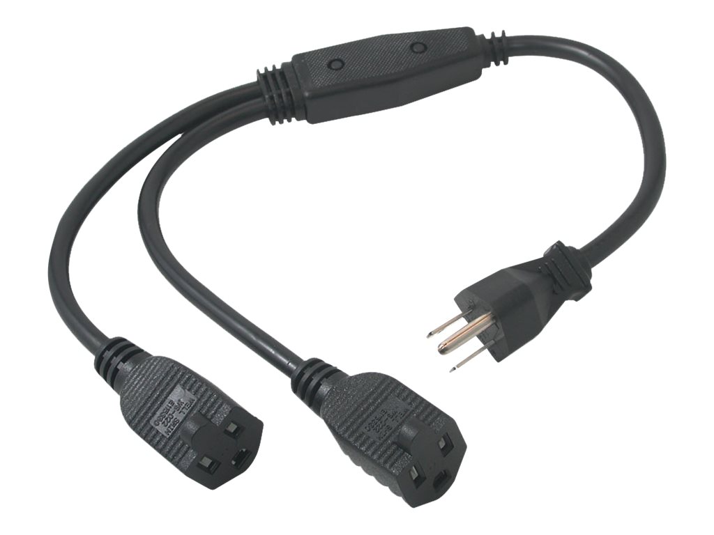 C2G 3ft 16 AWG 1-to-2 Power Cord Splitter 1 NEMA 5-15P to 2 NEMA 5-15R TAA