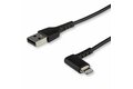 folie 1 von 4, vergrößern, 1m usb-a auf lightning-kabel - 90° rechtwinkliges usb typ-a auf ladekabel - synchronisationskabel - apple mfi-zertifiziert ipad/iphone 12 - schwarz (rusbltmm1mbr)