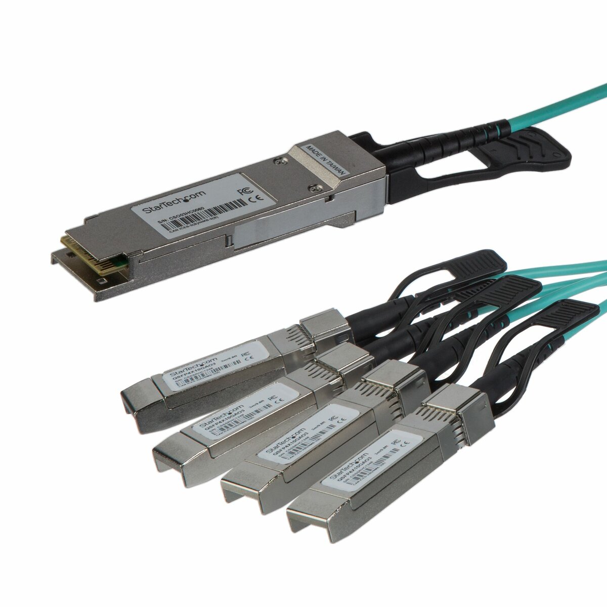 folie 1 von 2, vergrößern, 15m cisco qsfp-4x10g-aoc10m kompatibel - qsfp+ breakout kabel - qsfp+ auf 4x sfp+ - 40g aoc kabel (qsfp4x10ao15)