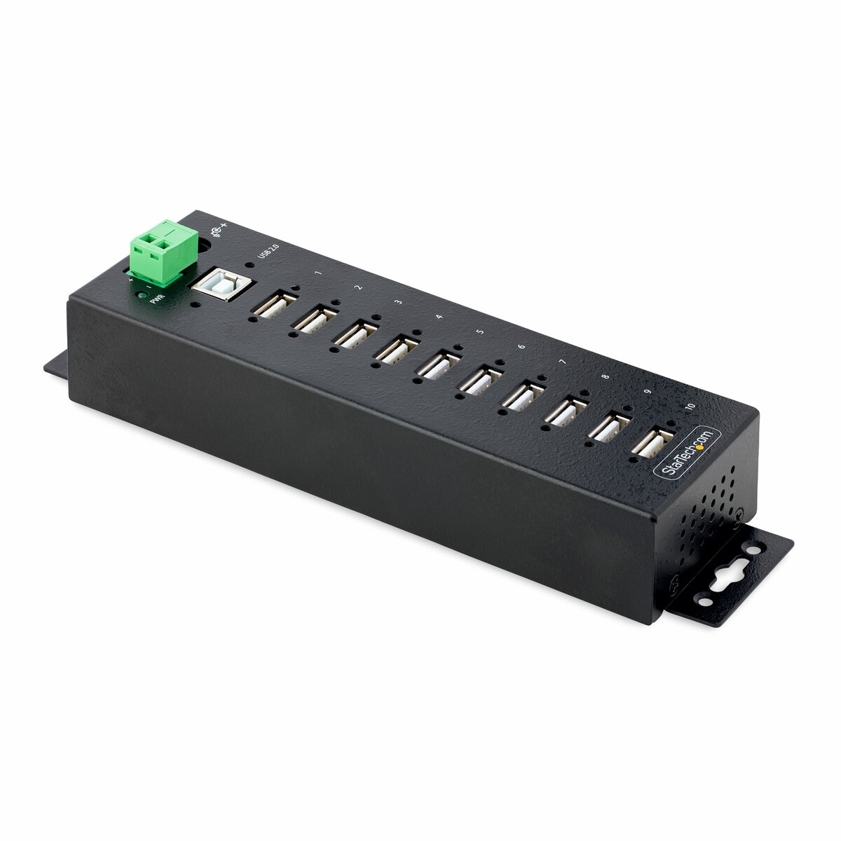 folie 1 von 7, vergrößern, industrieller 10 port usb 2.0 hub, aktives usb verteiler/leiste mit esd schutz, din/wand/tisch montierbarer usb mehrfachstecker, schraubverriegelung usb splitter (usb210aind-usb-a-hub)