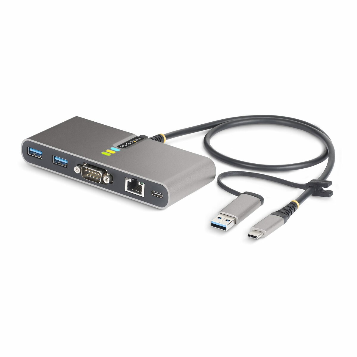 folie 1 von 8, vergrößern, 2-port usb-c hub mit ethernet und rs232 port, pd, 2x usb-a