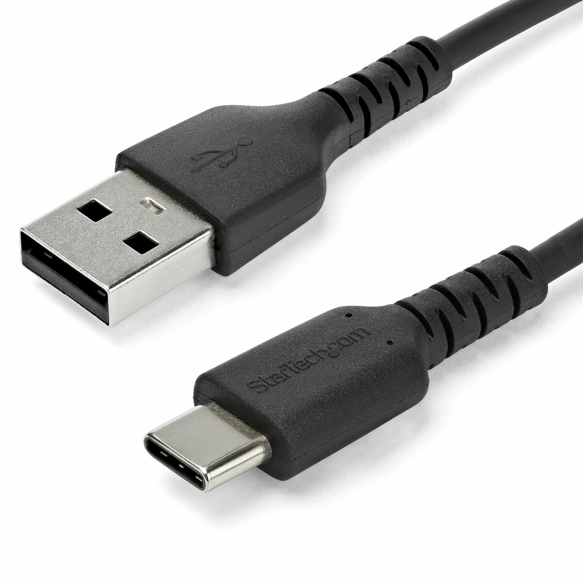 folie 1 von 5, vergrößern, 1m usb-a auf usb-c ladekabel - dauerhaftes usb 2.0 auf usb typ-c datenübertragungs- und schnellladekabel - robuster tpe-mantel aramidfaser, m/m, 3a - schwarz (rusb2ac1mb)