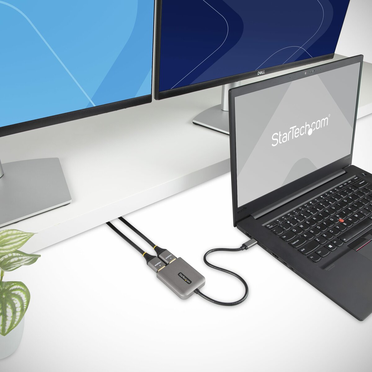 folie 6 von 7, vergrößern, usb-c auf dual hdmi adapter, usb typ-c multi-monitor mst hub, dual 4k 60hz hdmi laptop display extender / splitter, hdr, extra langes integriertes kabel, nur windows (mst14cd122hd)