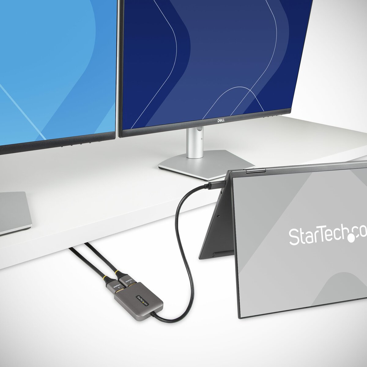 folie 7 von 7, vergrößern, usb-c auf dual hdmi adapter, usb typ-c multi-monitor mst hub, dual 4k 60hz hdmi laptop display extender / splitter, hdr, extra langes integriertes kabel, nur windows (mst14cd122hd)
